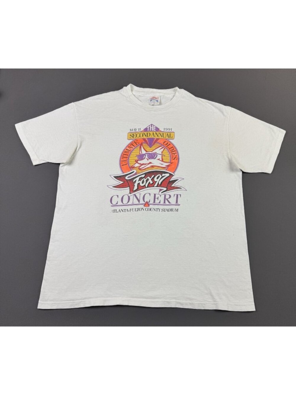 Rare Vintage 90s Fox 97 Ultimate Oldies Concert Atlanta White XL Promo Shirt Art
